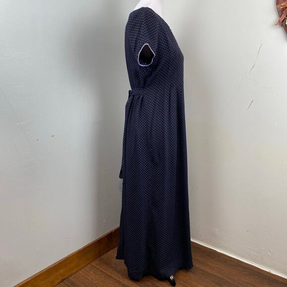 Vintage Sarah Elizabeth Modest Navy Geometric Pattern A Line Midi Dress Size 8 - Picture 5 of 9